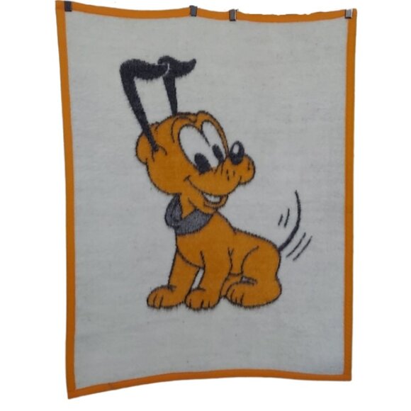 Biederlack Fleece Disney Baby Pluto Vintage Baby Blanket 30"x38" HTF - Picture 1 of 7